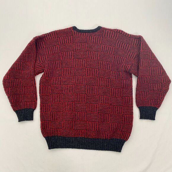Cooper & Roe Pure New Wool Sweater Pullover Knit Mens Large Red Shetland England - Picture 5 of 10